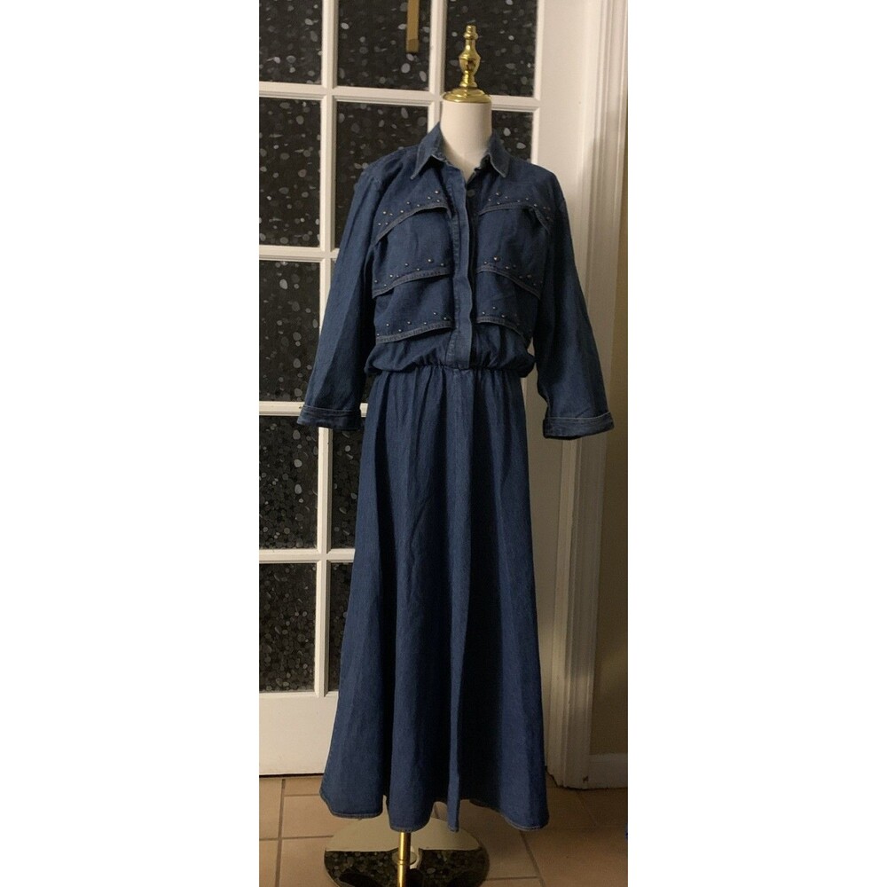 Vtg Nina Piccalino Denim Dress Sz 14 80s 90s